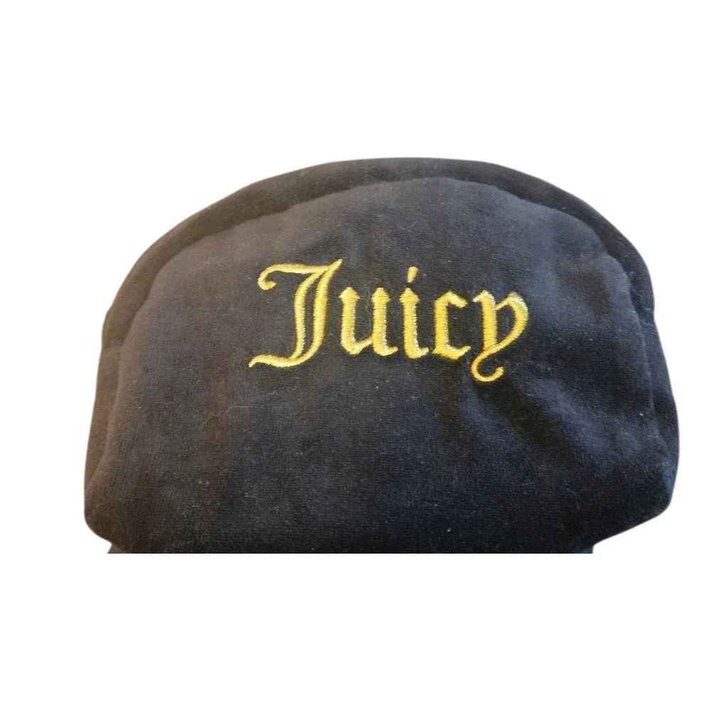 Juicy Couture Black Velour Makeup Bag‎ Pouch Cosmetic Organizer Gold Zipper